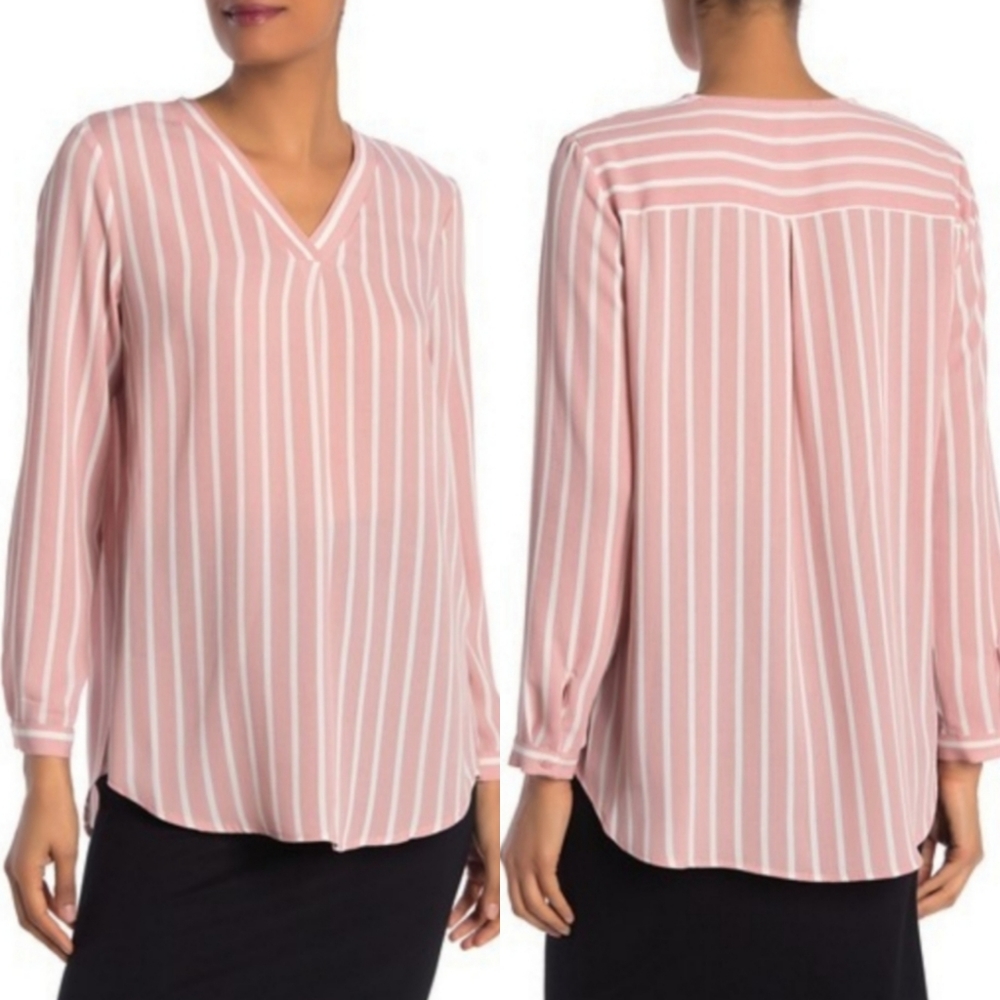 🆕️⬇️Adrianna Papell Blush and Ivory Stripe Blouse